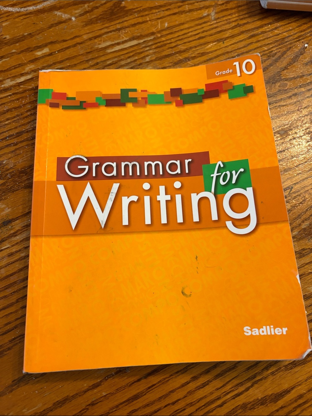 Sadlier "Grammar for Writing" Grade 10 Workbook - Bright Orange Cover
